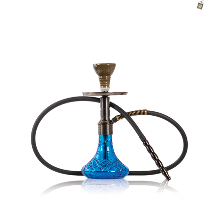 Noddy 007 Night Fire Hookah with Bag - Black Stem / Blue Base