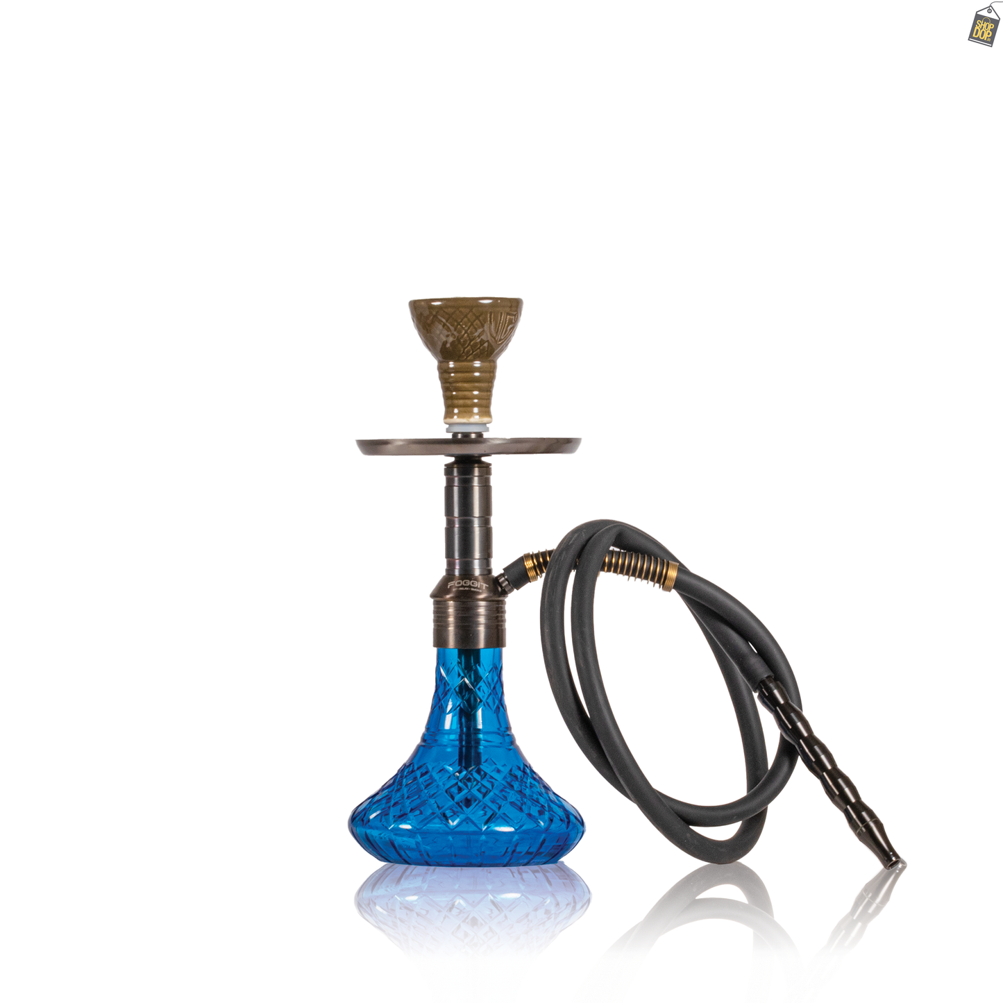 Noddy 007 Night Fire Hookah with Bag - Black Stem / Blue Base