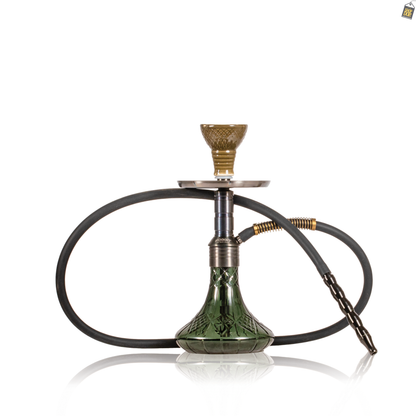 Noddy 007 Night Fire Hookah with Bag - Black Stem / Emerald Green Base