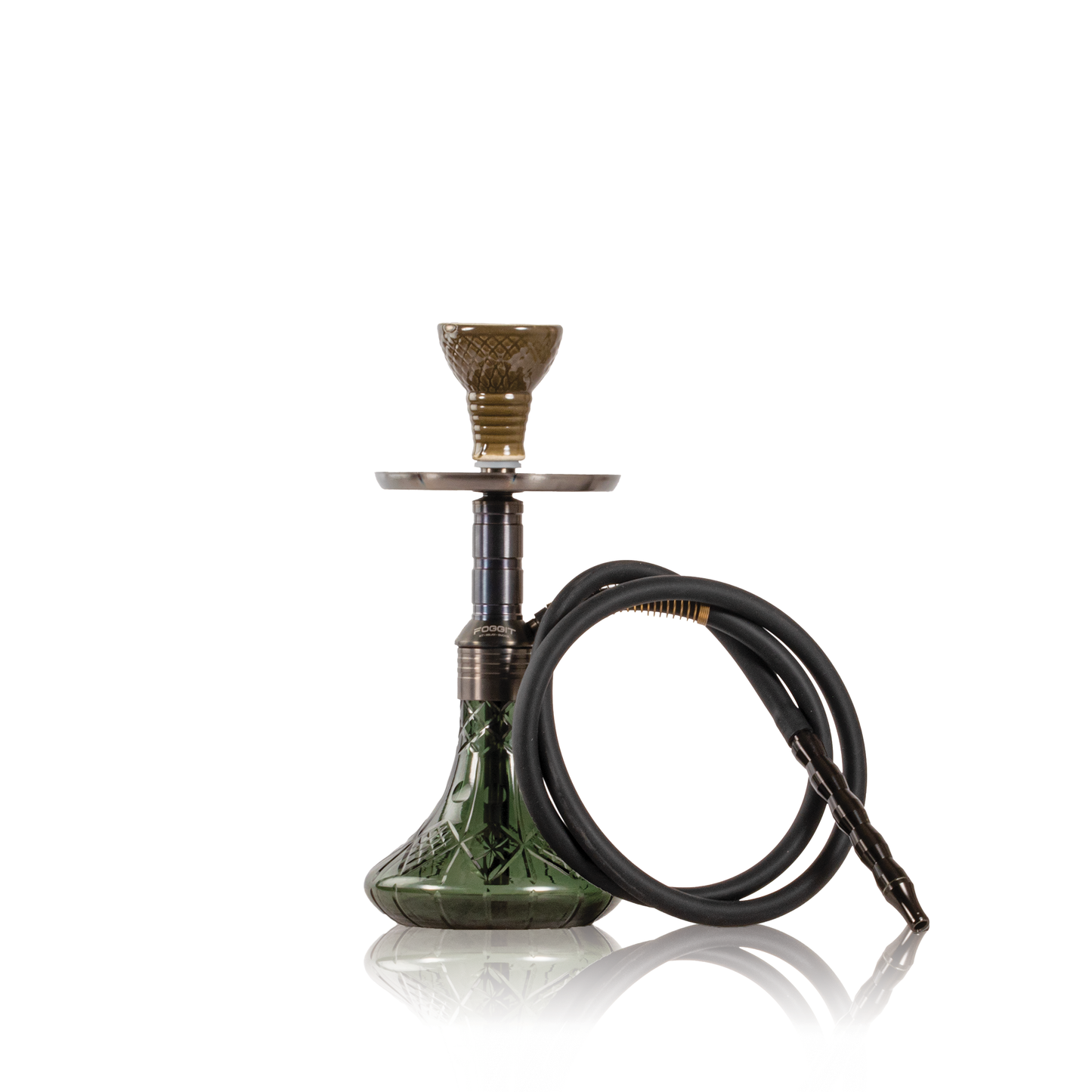 Noddy 007 Night Fire Hookah with Bag - Black Stem / Emerald Green Base