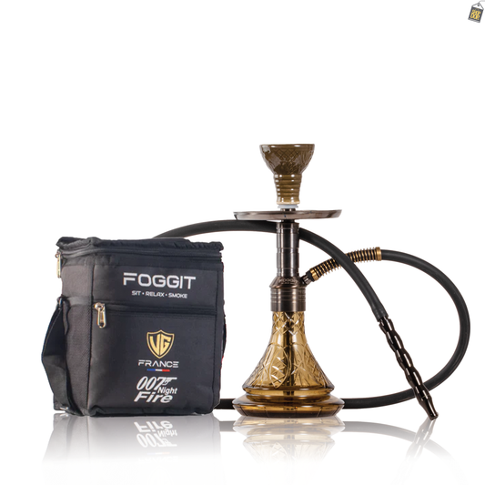 Noddy 007 Night Fire Hookah with Bag - Black Stem / Grey Base