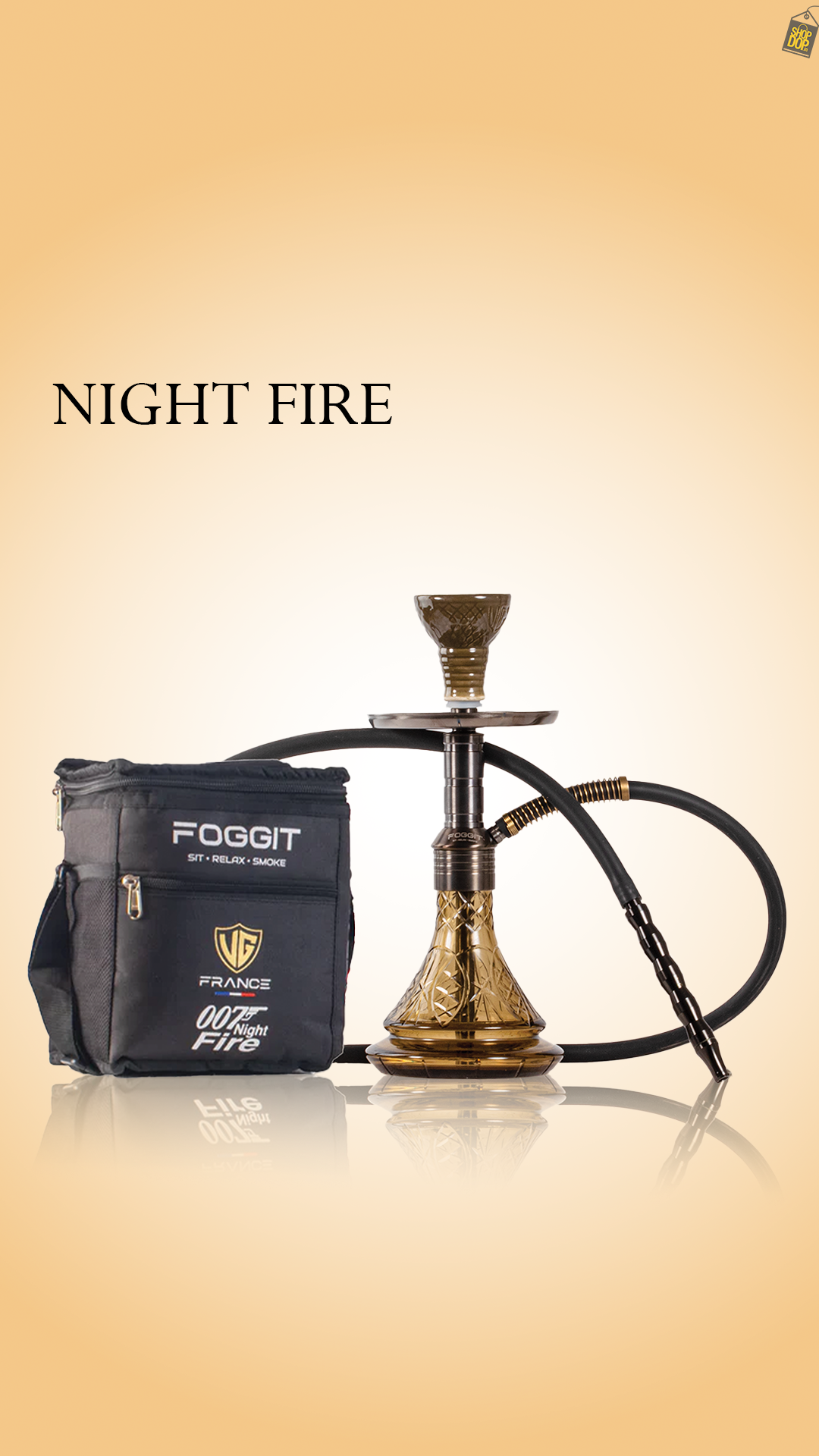 Noddy 007 Night Fire Hookah with Bag - Black Stem / Grey Base