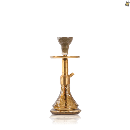 Noddy 007 Night Fire Hookah with Bag - Gold Stem / Amy Grey Base