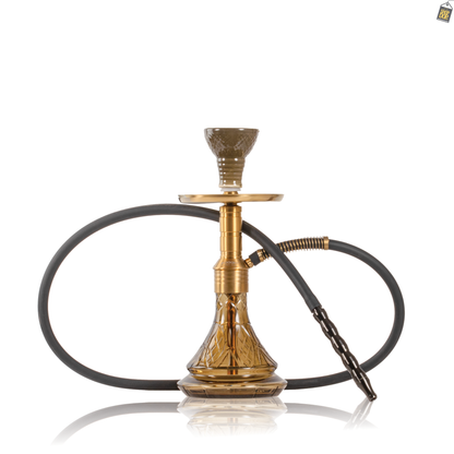 Noddy 007 Night Fire Hookah with Bag - Gold Stem / Amy Grey Base