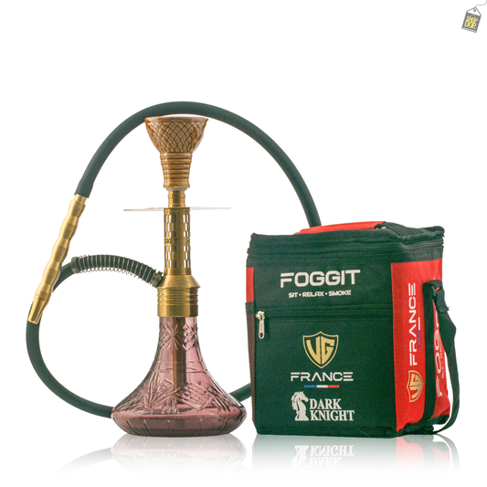 Dark Knight Orbit Hookah with Bag - Gold Stem / Purple Vertigo Base