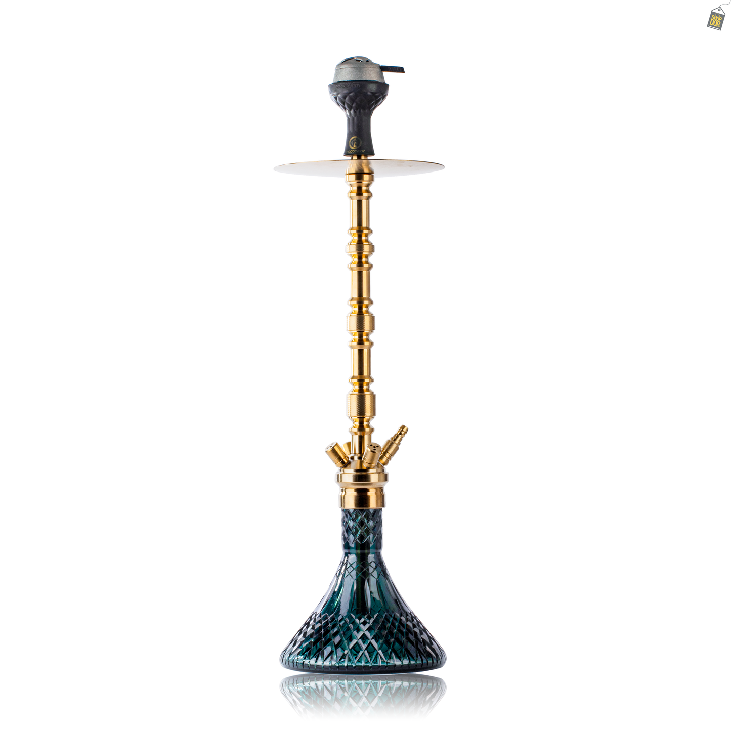 COCOYAYA King Series Regal Hookah - Gold Stem / Emerald Green Base