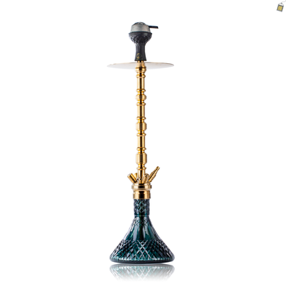 COCOYAYA King Series Regal Hookah - Gold Stem / Emerald Green Base