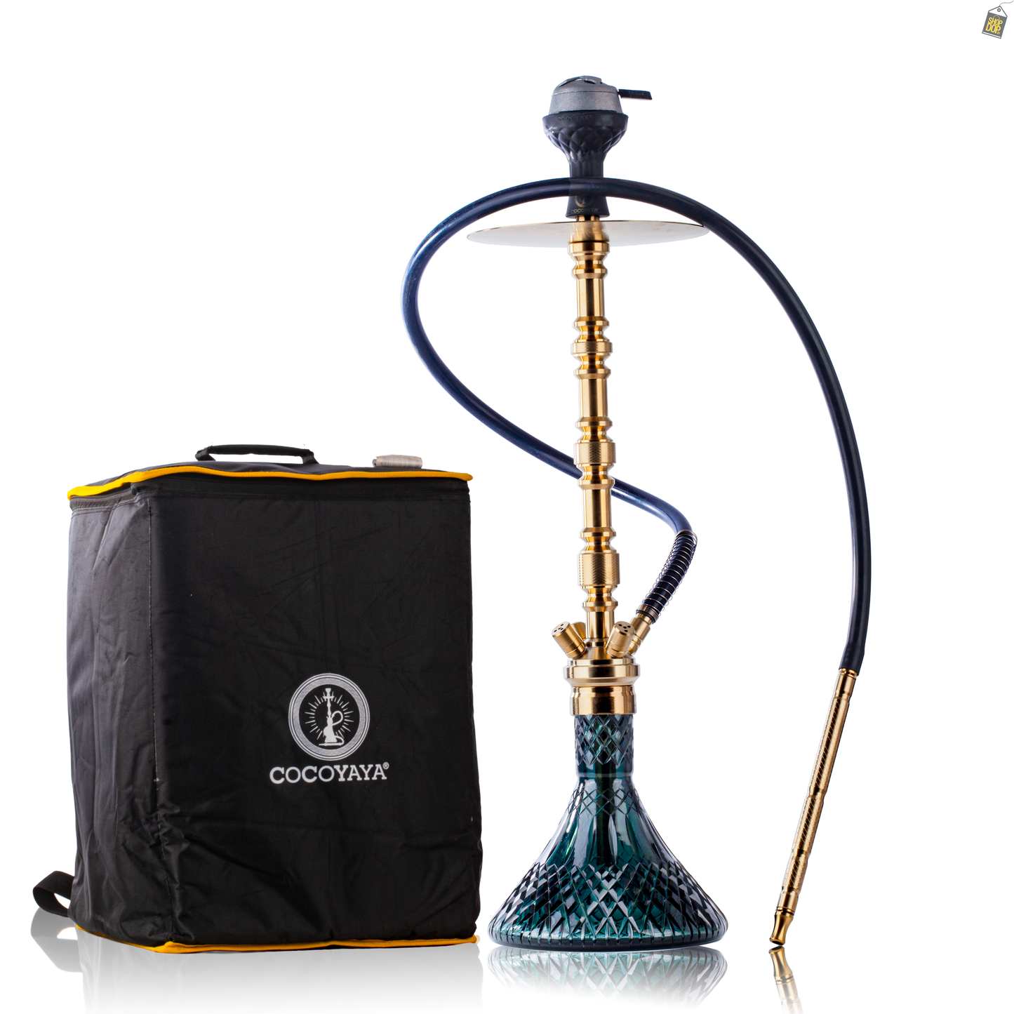 COCOYAYA King Series Regal Hookah - Gold Stem / Emerald Green Base