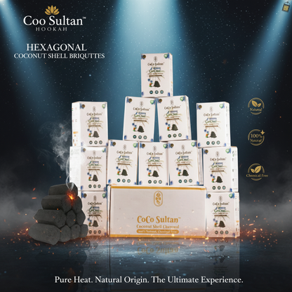 Pack of 12kg (Peti) COCO Sultan Hexagonal Hookah Coconut Coal - Carton