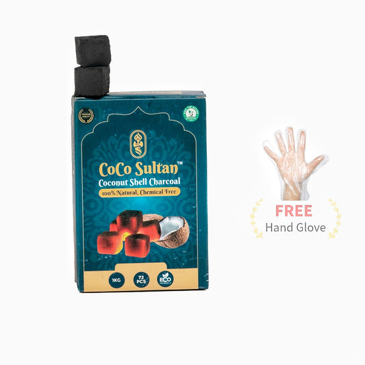 COCO Sultan Hookah Coconut Coal 1kg - 72pcs (FREE Glove Inside)