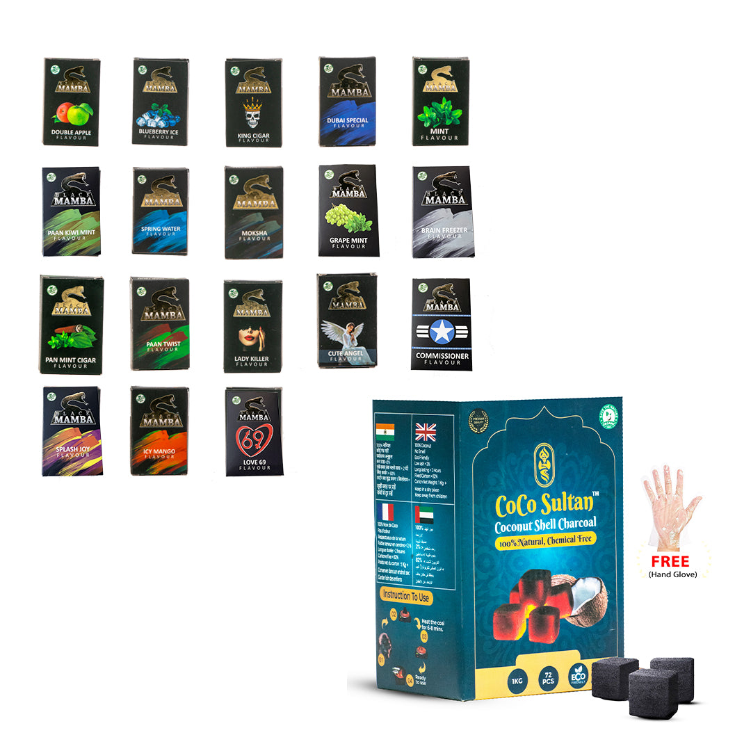 Combo - 18 Different Black Mamba Herbal Flavors + 1 KG Coal