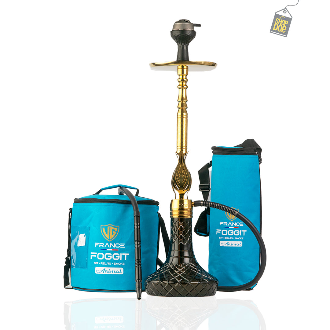 Animal Hookah with 2 Bags - Gold Stem / Black Base