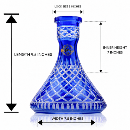 Cross Cut Hookah Glass Replacement Base - Blue (Rubber)