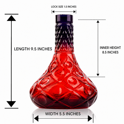 Tomb Cut Glass Hookah Replacement Base - Red (Lock)