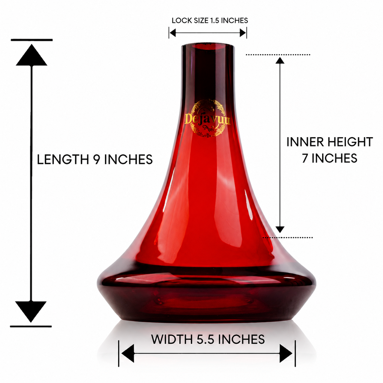 Delta Glass Hookah Replacement Base - Red (Lock)
