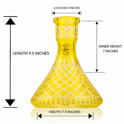 Cross Cut Hookah Glass Replacement Base - Yellow (Rubber)