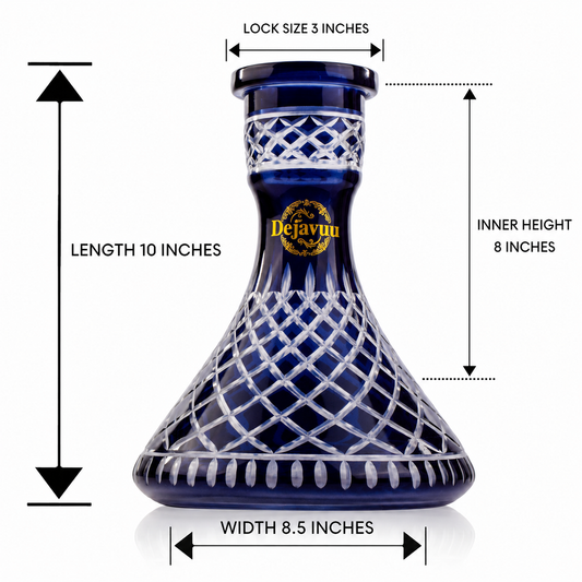 Cross Cut Hookah Glass Replacement Base - Black (Rubber)