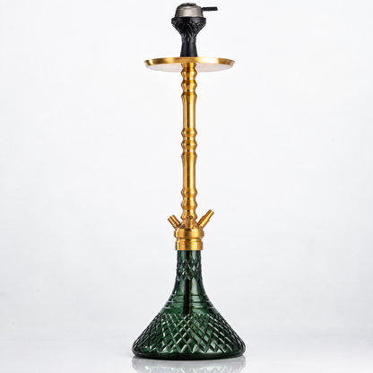 Sultan Arthur Hookah with 2 Bags - Gold Stem / Emerald Green Base