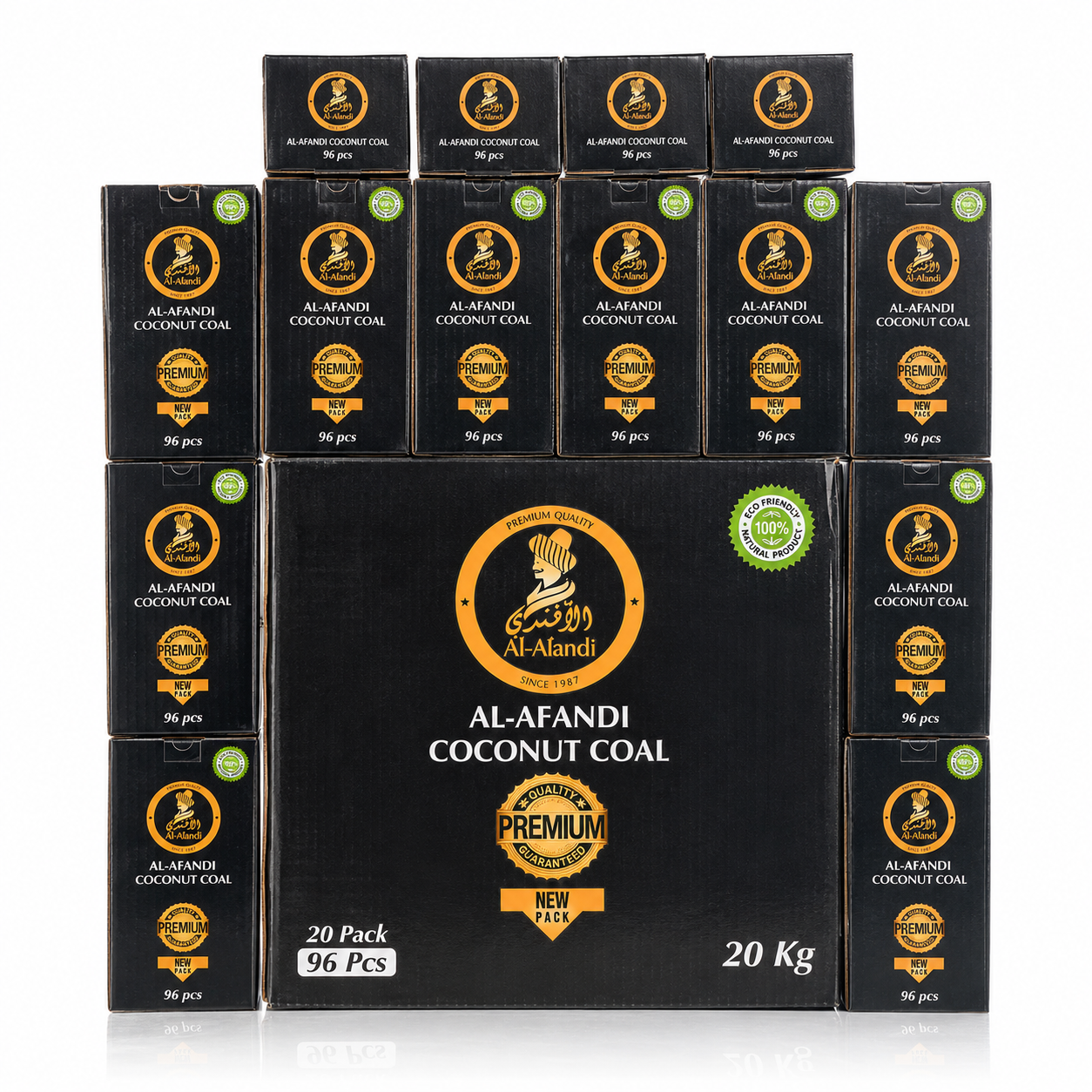 Pack of 20kg (Peti) Al Afandi Hookah Coconut Coal (96pcs Each 1 kg) - Carton
