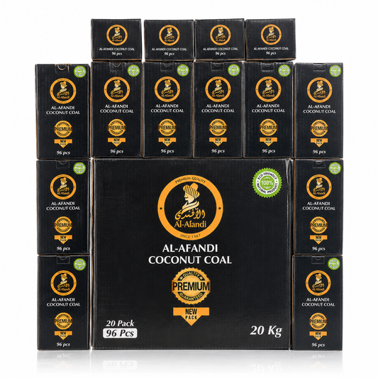 Pack of 20kg (Peti) Al Afandi Hookah Coconut Coal (96pcs Each 1 kg) - Carton