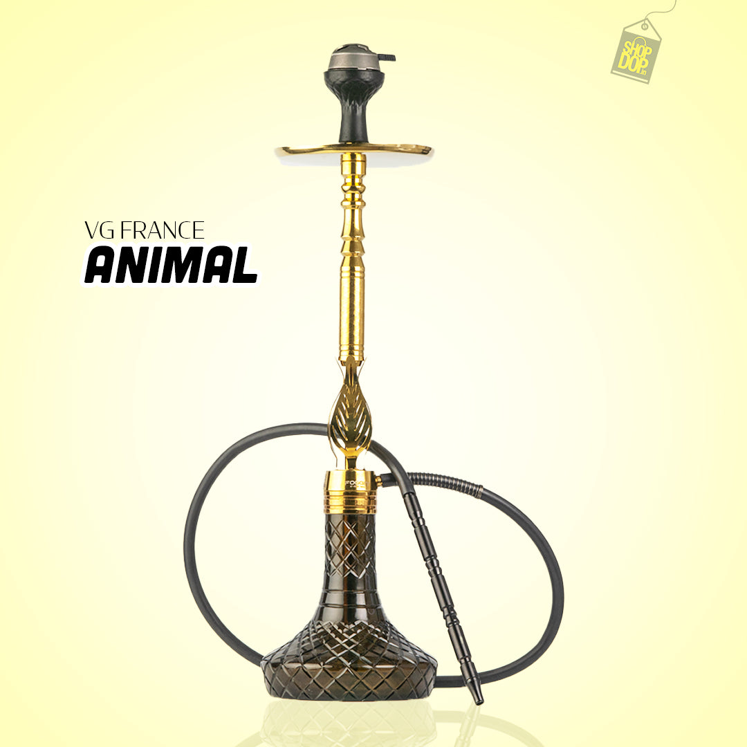 Animal Hookah with 2 Bags - Gold Stem / Black Base