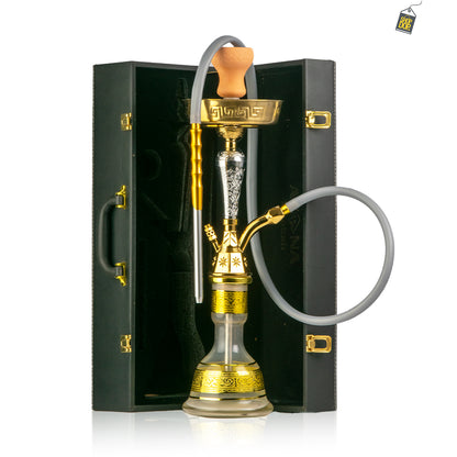 Avana Mini Khalil Hookah with Case - Gold Stem / Transparent Base