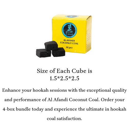 Al Afandi Flat Hookah Coconut Coal 250g - 30pcs (Pack of 4)