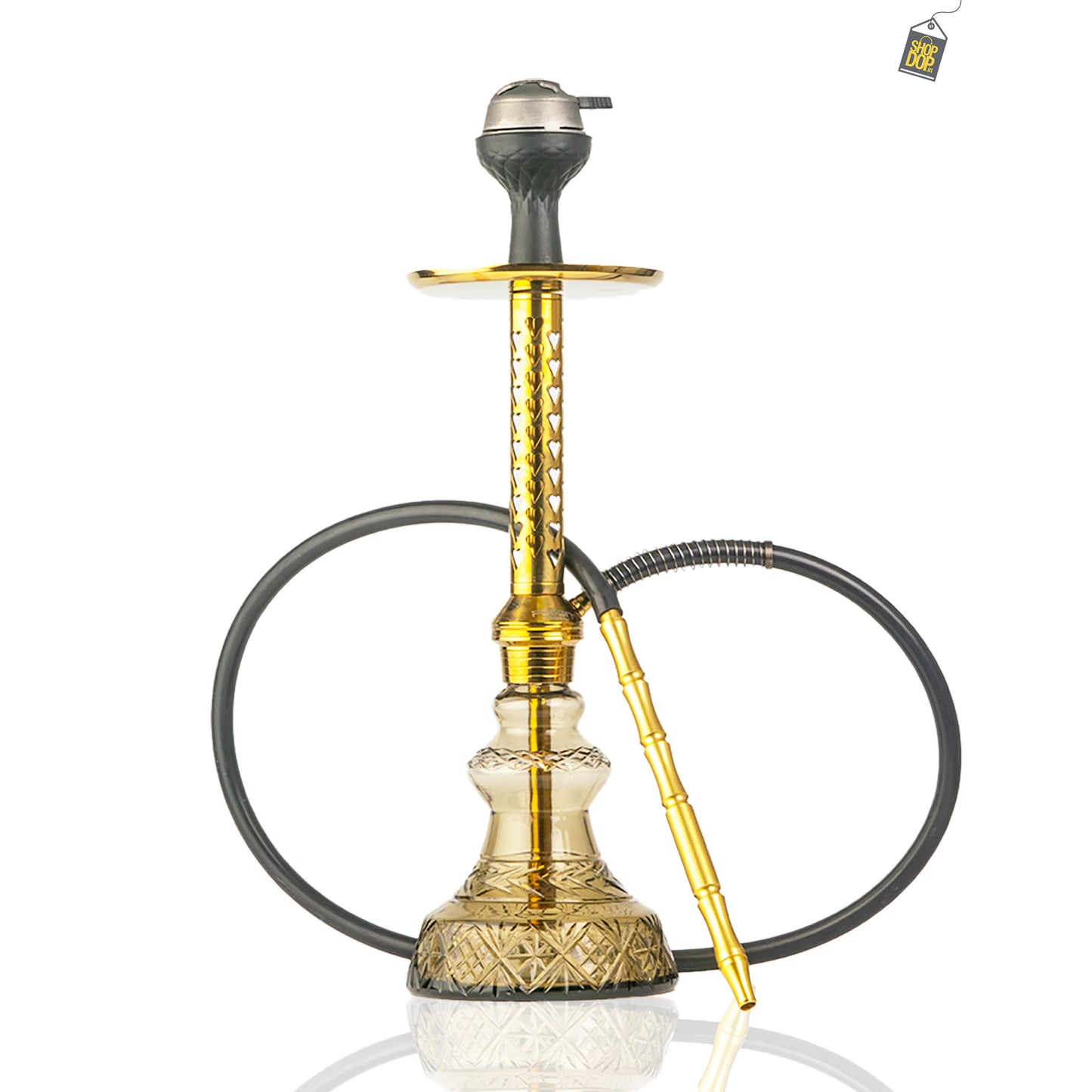 Alexander Carafe Hookah with Bag - Grey Base / Gold Stem