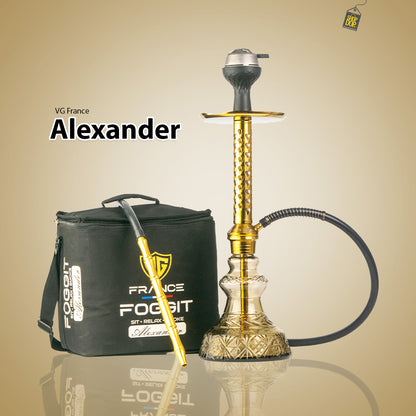 Alexander Carafe Hookah with Bag - Grey Base / Gold Stem