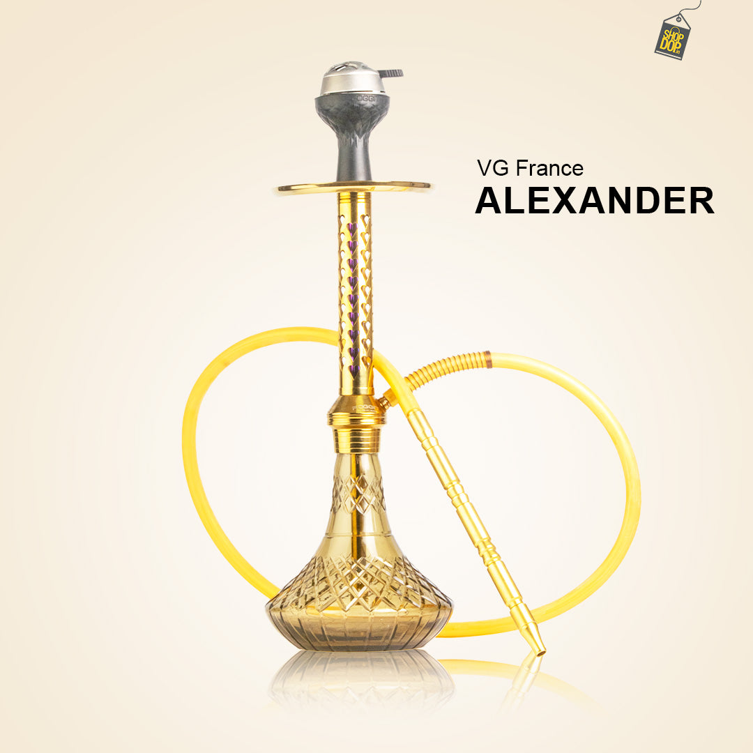 Alexander HRT Hookah with Bag - Grey Base / Gold Stem