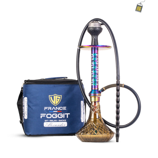 Alexander Hookah with Bag - Grey Base / Rainbow Stem