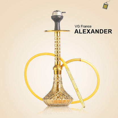 Alexander JLS Hookah with Bag - Grey Base / Gold Stem