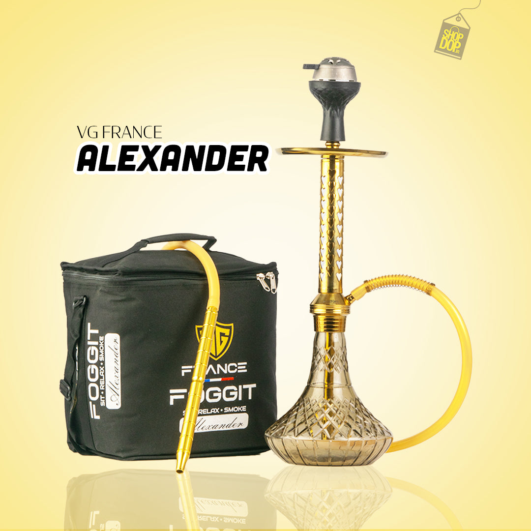 Alexander Hookah with Bag - Grey Base / Gold Stem