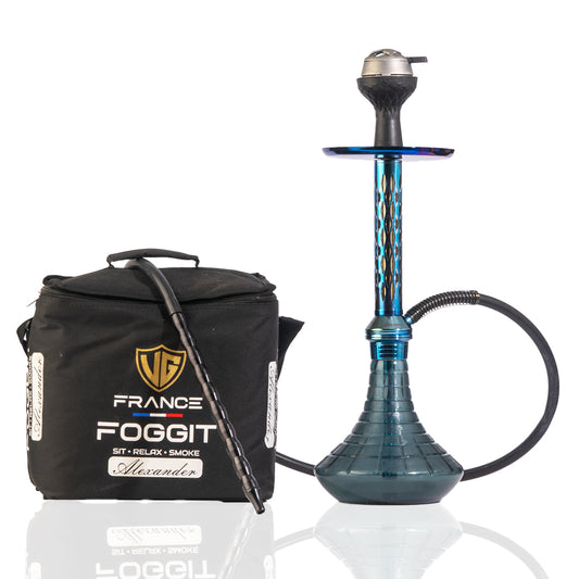 Alexander Hookah with Bag - Green Matt Base / Blue Stem