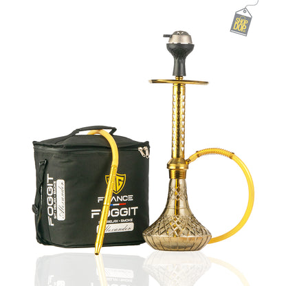 Alexander Hookah with Bag - Grey Base / Gold Stem