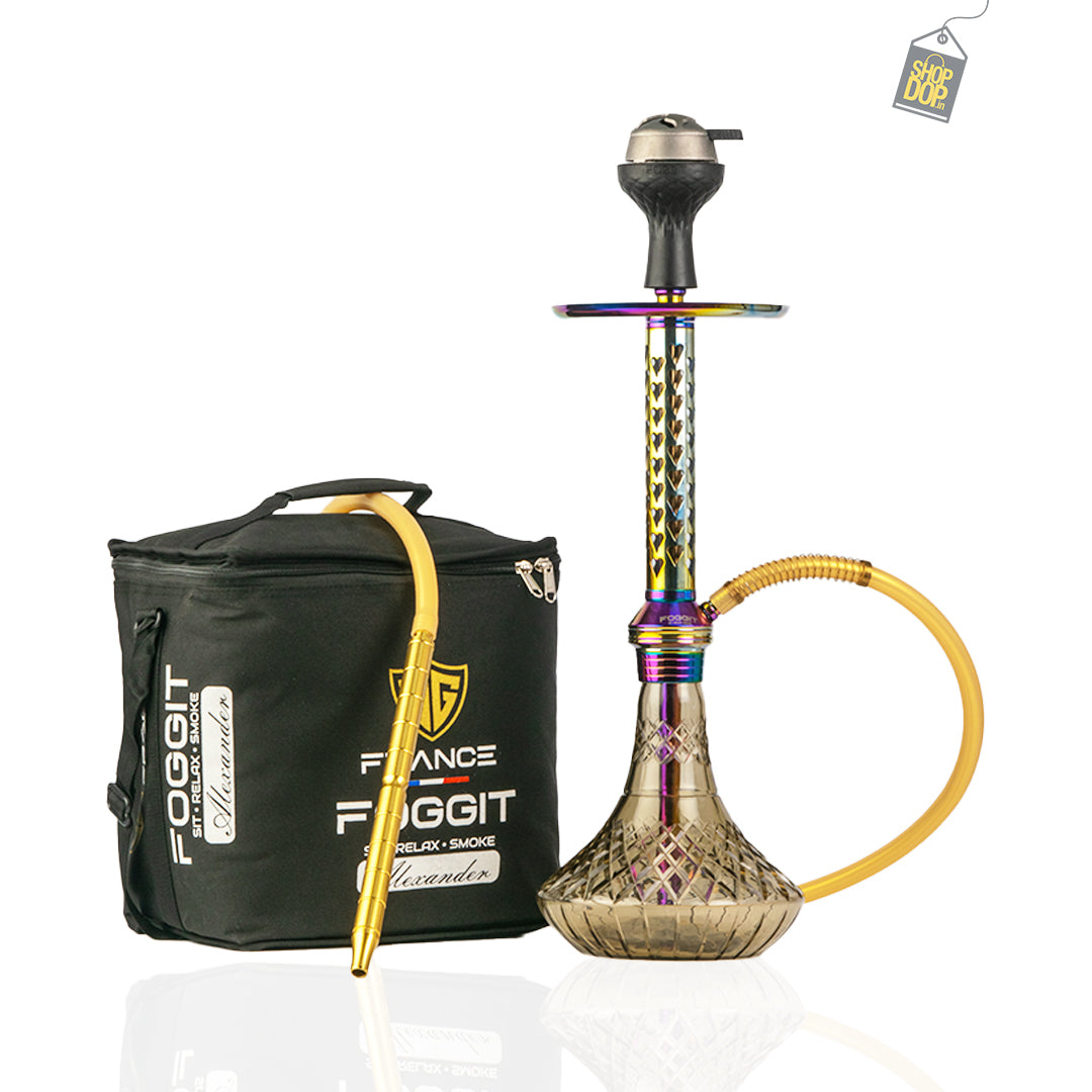 Alexander Hookah with Bag - Grey Base / Rainbow Stem