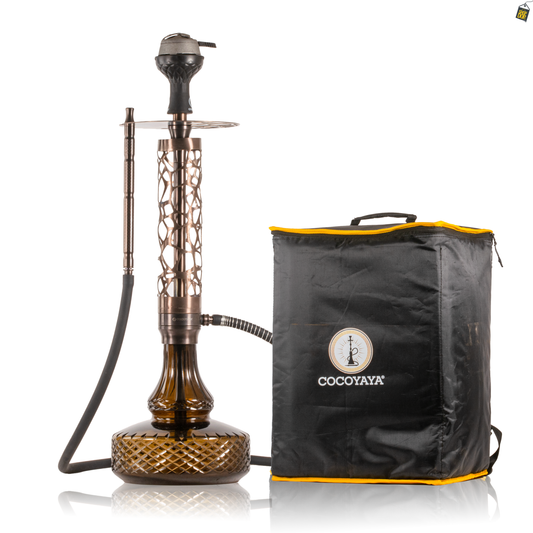 COCOYAYA Almavi Hookah (Ferro Series) with Bag - Bronze Stem / Brown Base