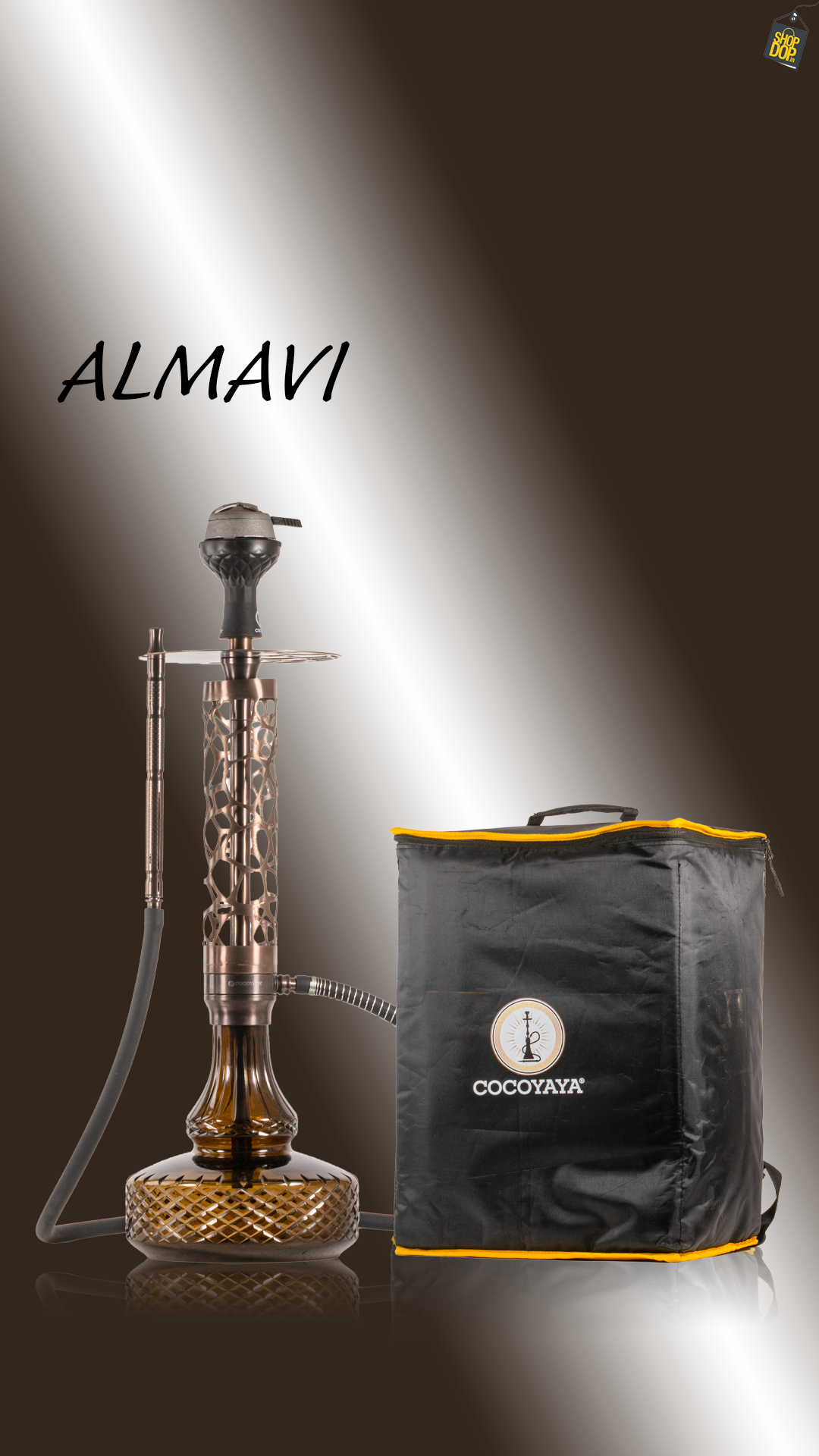 COCOYAYA Almavi Hookah (Ferro Series) with Bag - Bronze Stem / Brown Base