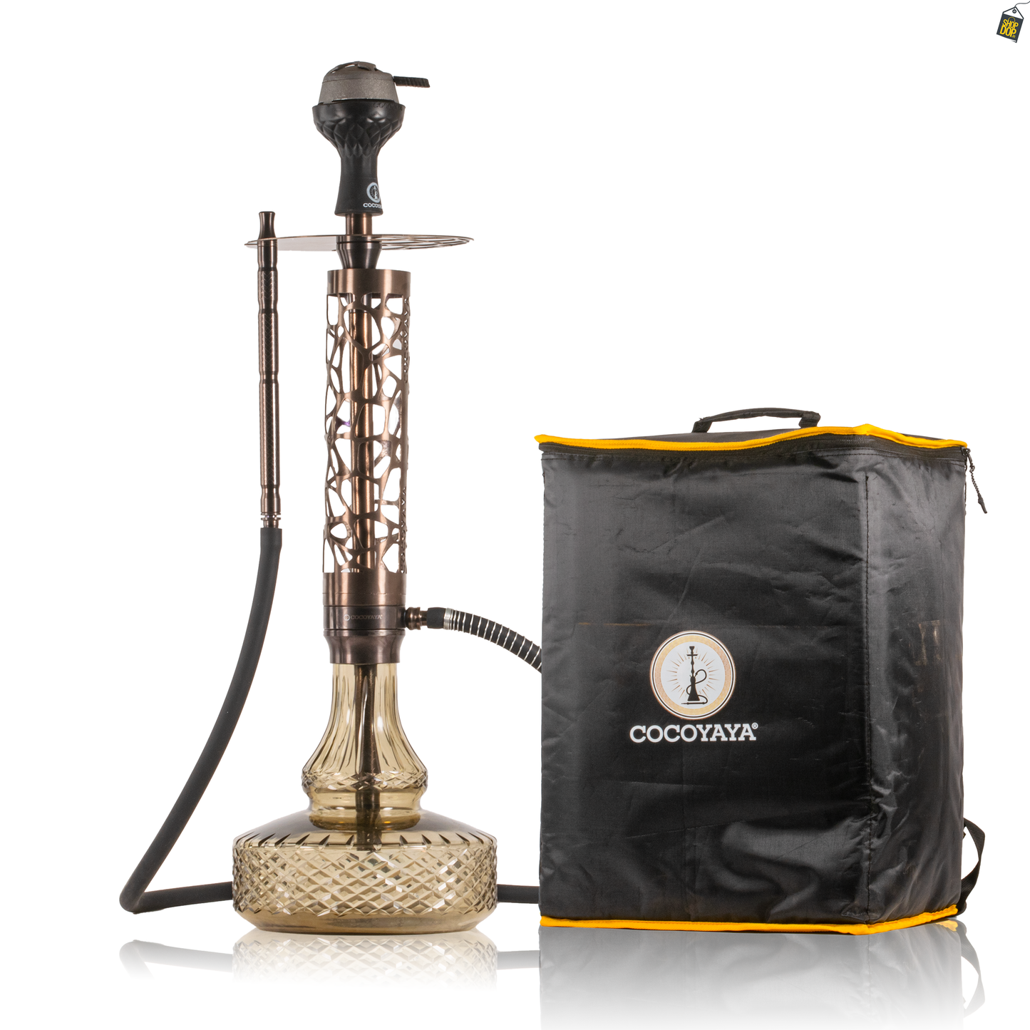 COCOYAYA Almavi Hookah (Ferro Series) with Bag - Bronze Stem / Grey Base
