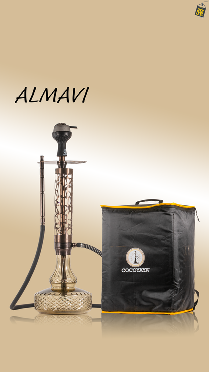 COCOYAYA Almavi Hookah (Ferro Series) with Bag - Bronze Stem / Grey Base