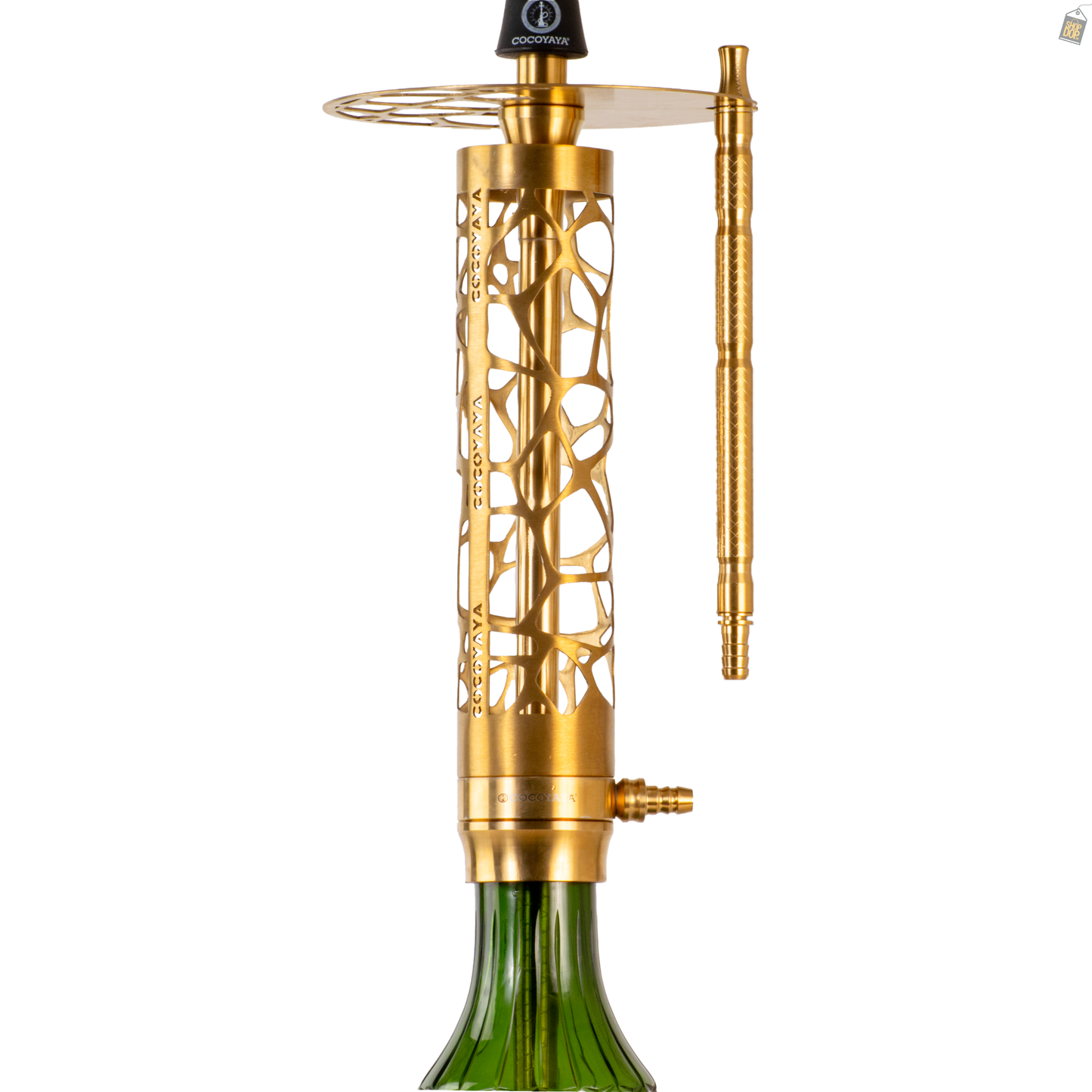 COCOYAYA Almavi Hookah (Ferro Series) - Gold Stem / Emerald Green Base