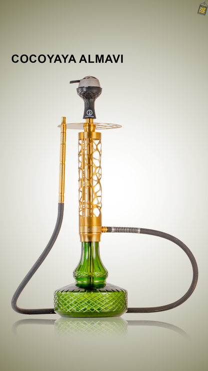 COCOYAYA Almavi Hookah (Ferro Series) - Gold Stem / Emerald Green Base