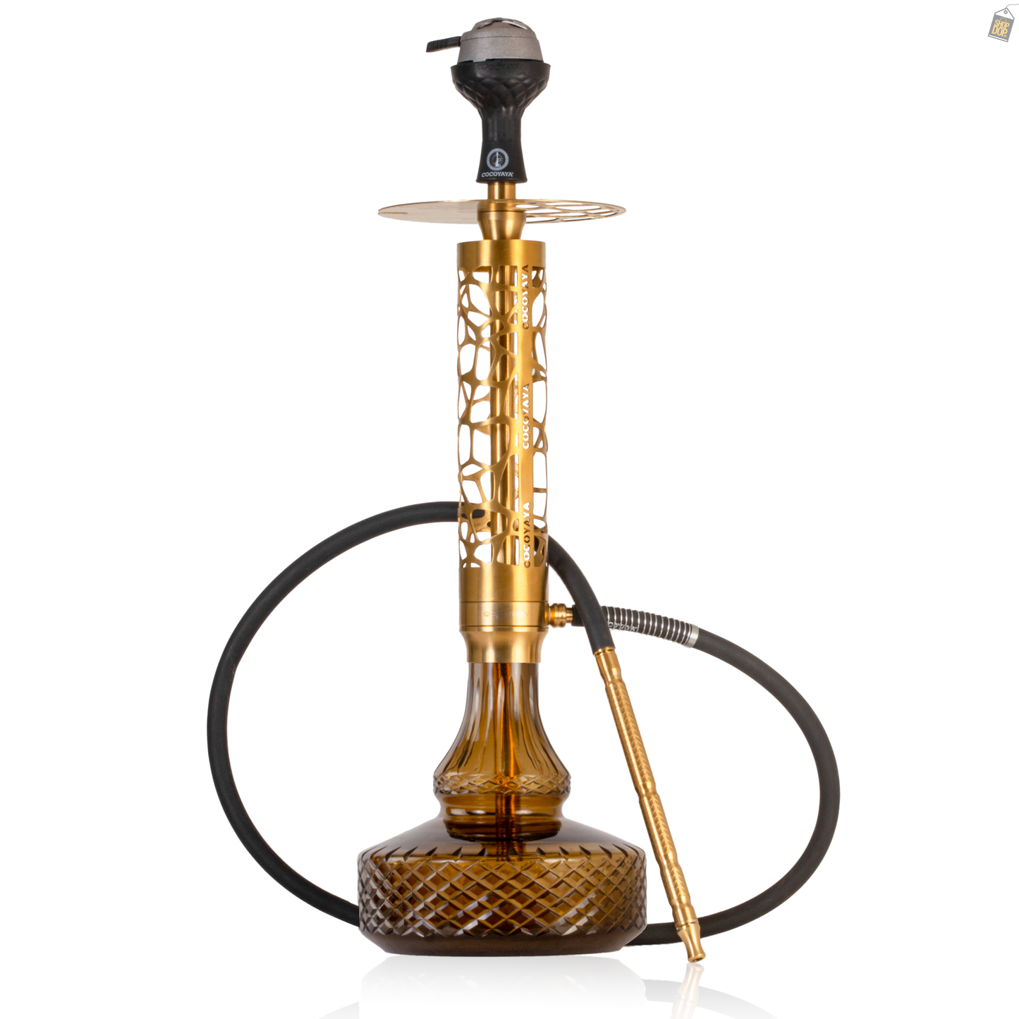 COCOYAYA Almavi Hookah (Ferro Series) - Gold Stem / Brown Base