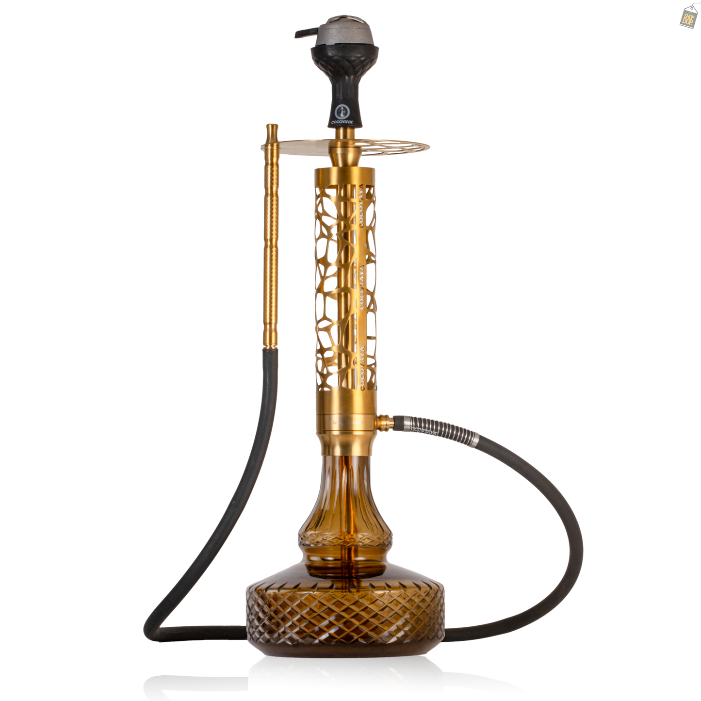 COCOYAYA Almavi Hookah (Ferro Series) - Gold Stem / Brown Base