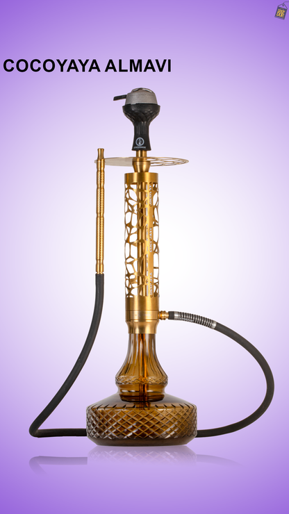 COCOYAYA Almavi Hookah (Ferro Series) - Gold Stem / Brown Base