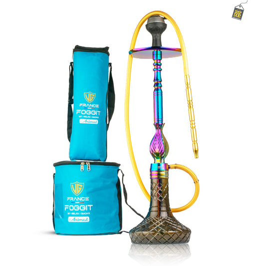 Animal Hookah with 2 Bags - Rainbow Stem / Black Base