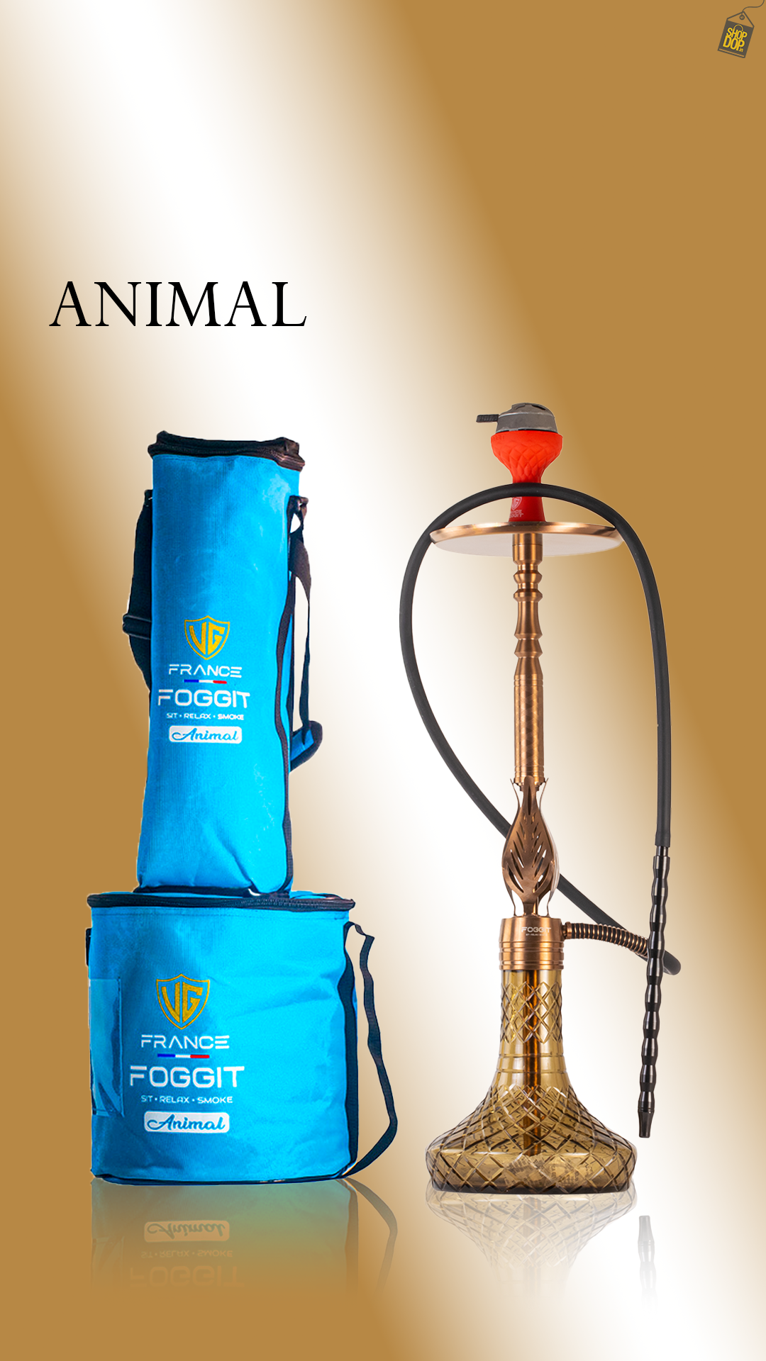 Animal Hookah with 2 Bags - Bronze Stem / Grey Base