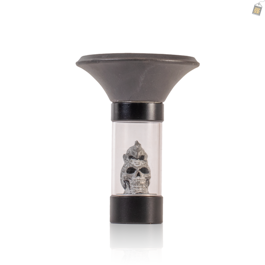 Fancy Astro Solid Matt Hookah Bowl - Gun Metal Skull