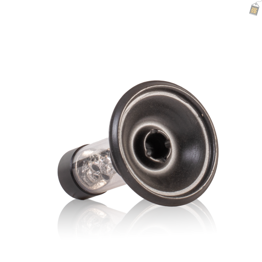 Fancy Astro Solid Black Matt Hookah Bowl - Silver Skull