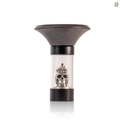 Fancy Astro Solid Black Matt Hookah Bowl - Silver Skull